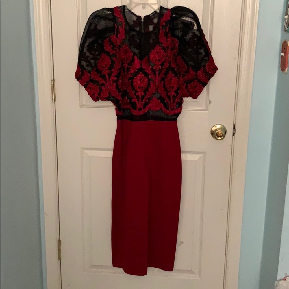 Fitted red and black cocktail/semi-formal dress